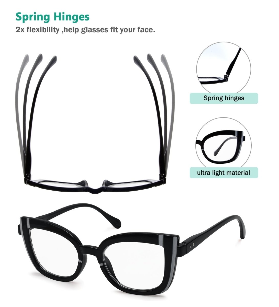 5 Pack Cat-eye Reading Glasses Cute Readers for Women R2117