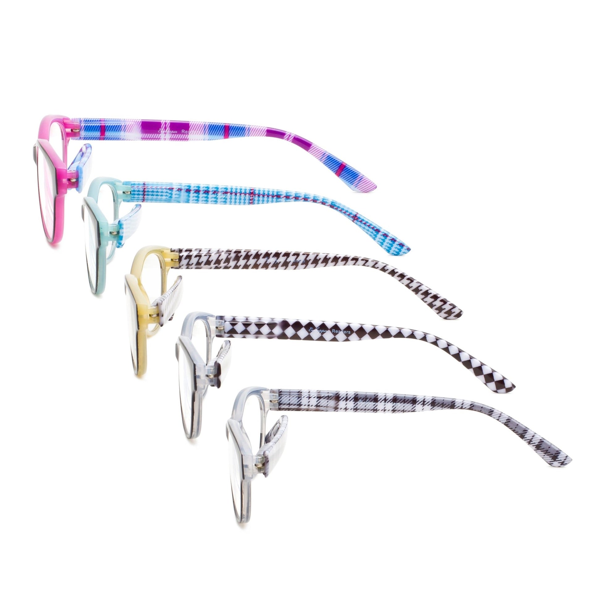 5 Pack Ladies Patterned Design Cat-eye Reading Glasses R074S