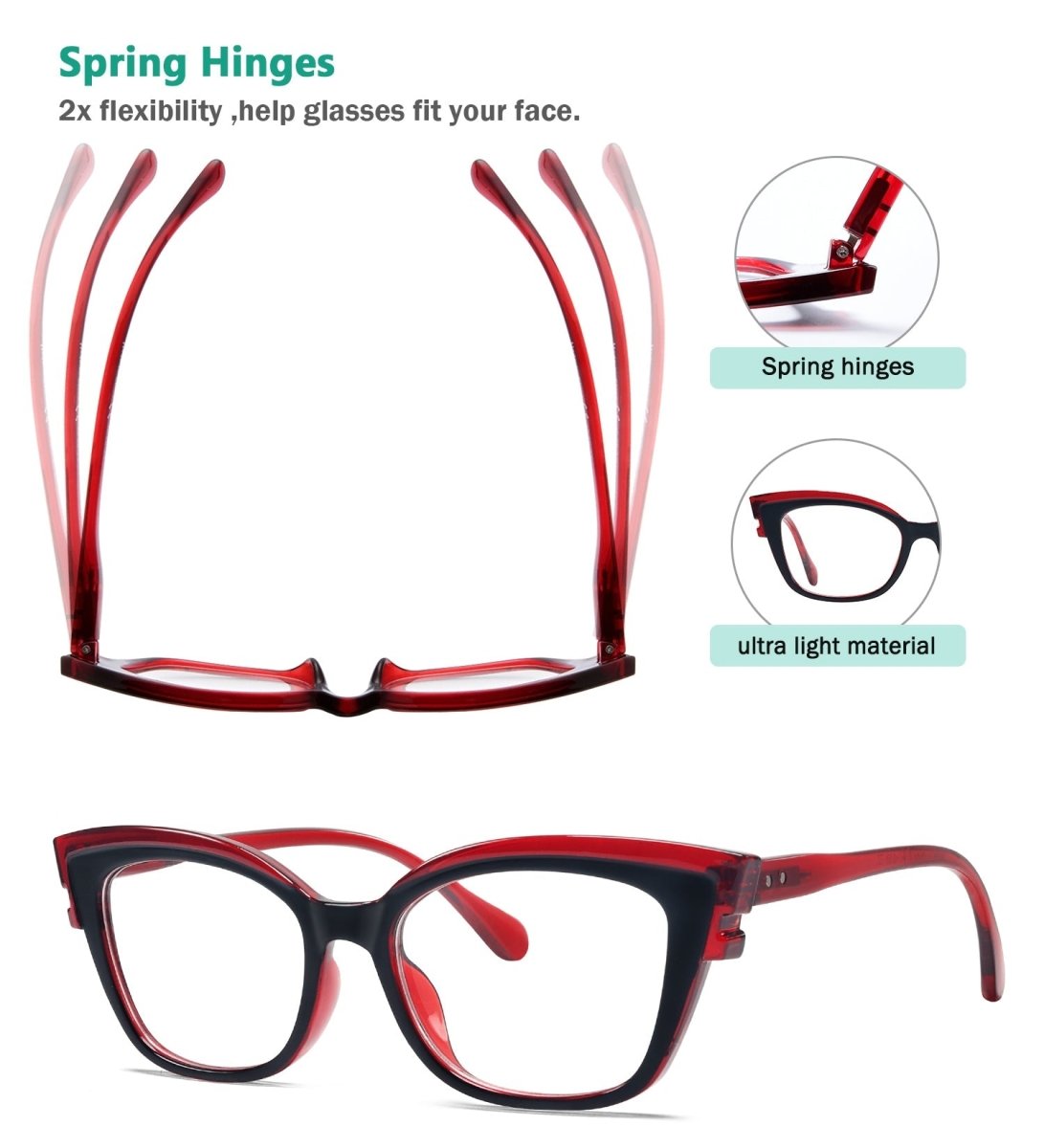 5 Pack Cat-eye Reading Glasses Readers for Women R2127