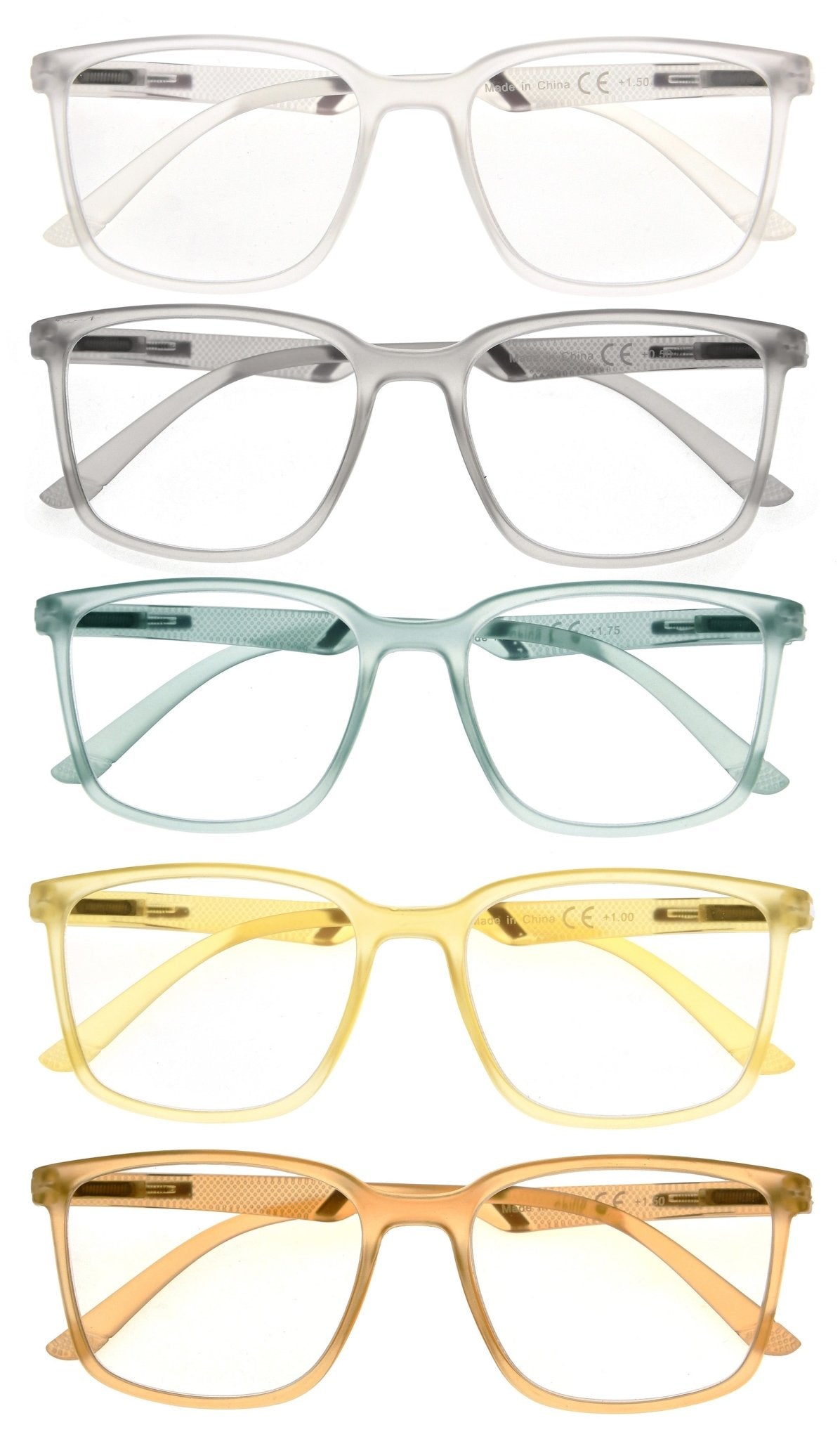 5 Pack Chic Large Frame Reading Glasses for Women Men R151