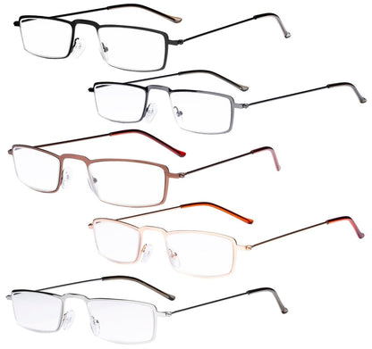 5 Pack Chic Rectangle Readers Stainless Steel R15004eyekeeper.com