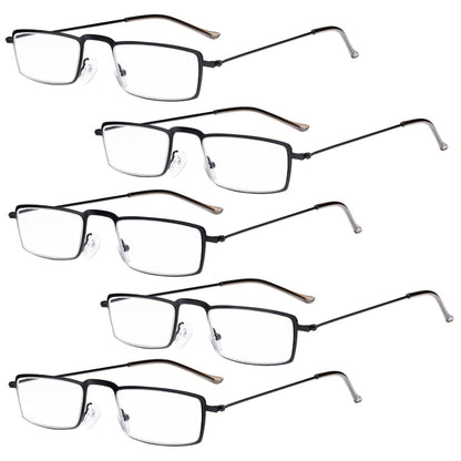 5 Pack Chic Rectangle Reading Glasses Stainless Steel R15004eyekeeper.com