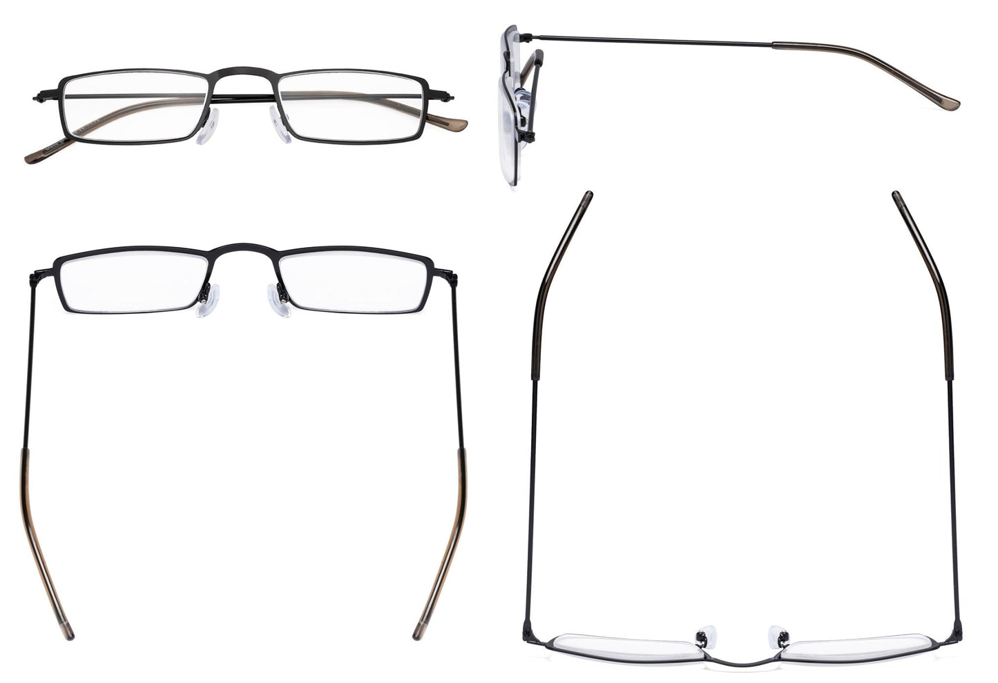 5 Pack Chic Rectangle Reading Glasses Stainless Steel R15004