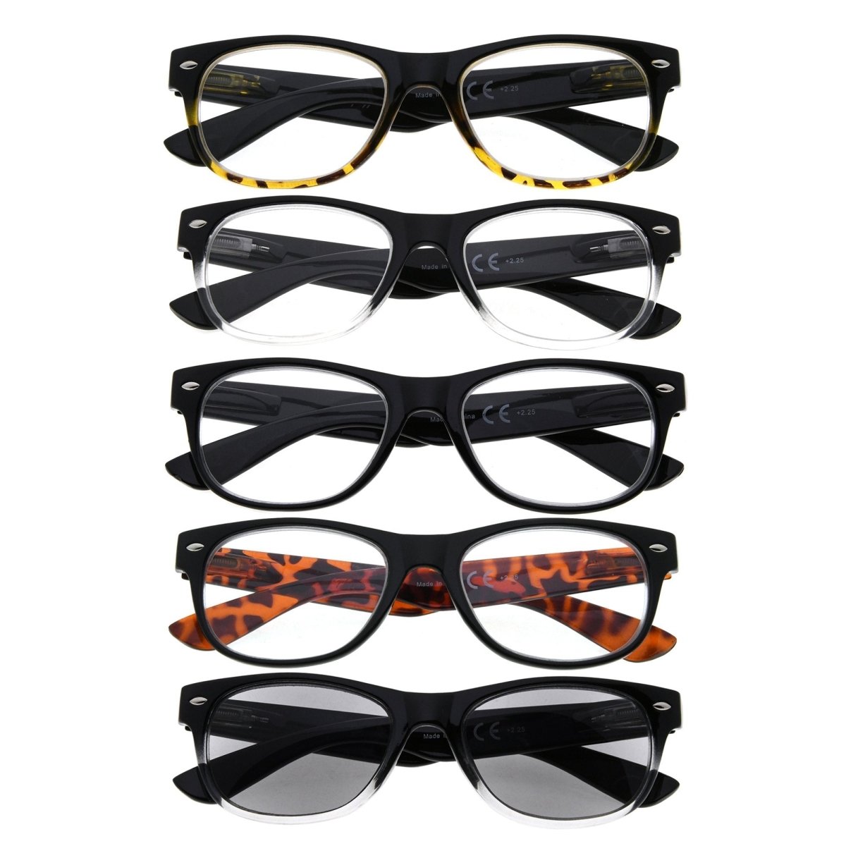 5 Pack Classic 80's Readers Include Sunglasses R011eyekeeper.com
