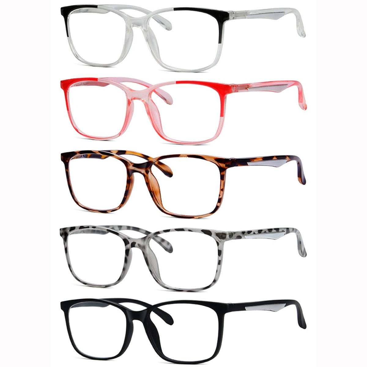5 Pack Classic Rectangle Reading Glasses for Women Men R9113eyekeeper.com