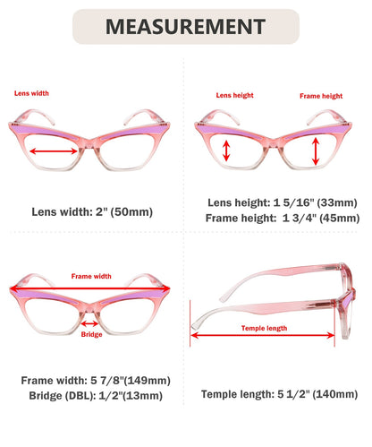 5 Pack Cute Cat Eye Reading Glasses for Women R2132