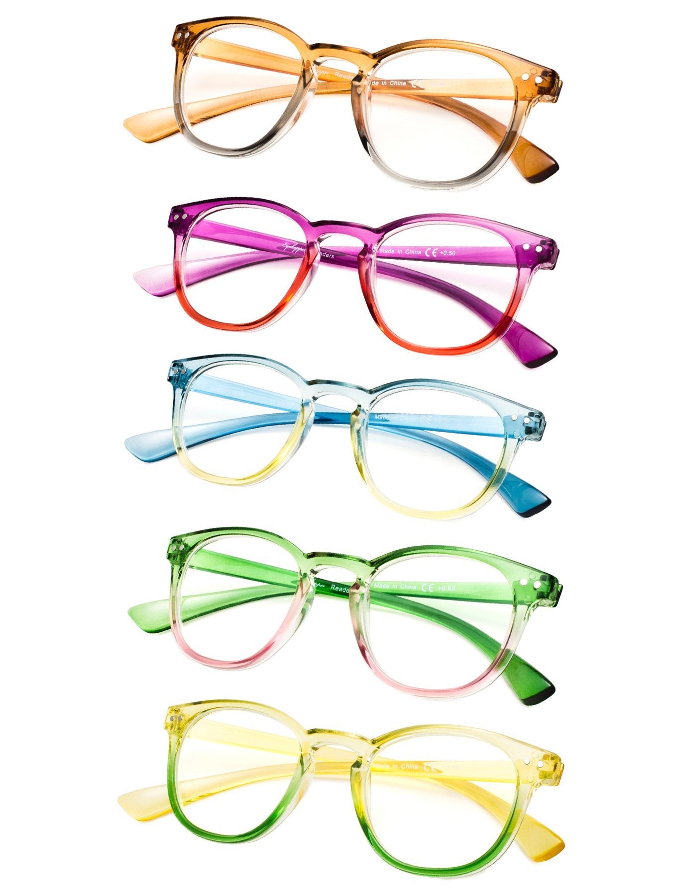 5 Pack Fashion Reading Glasses (One for each color) R144