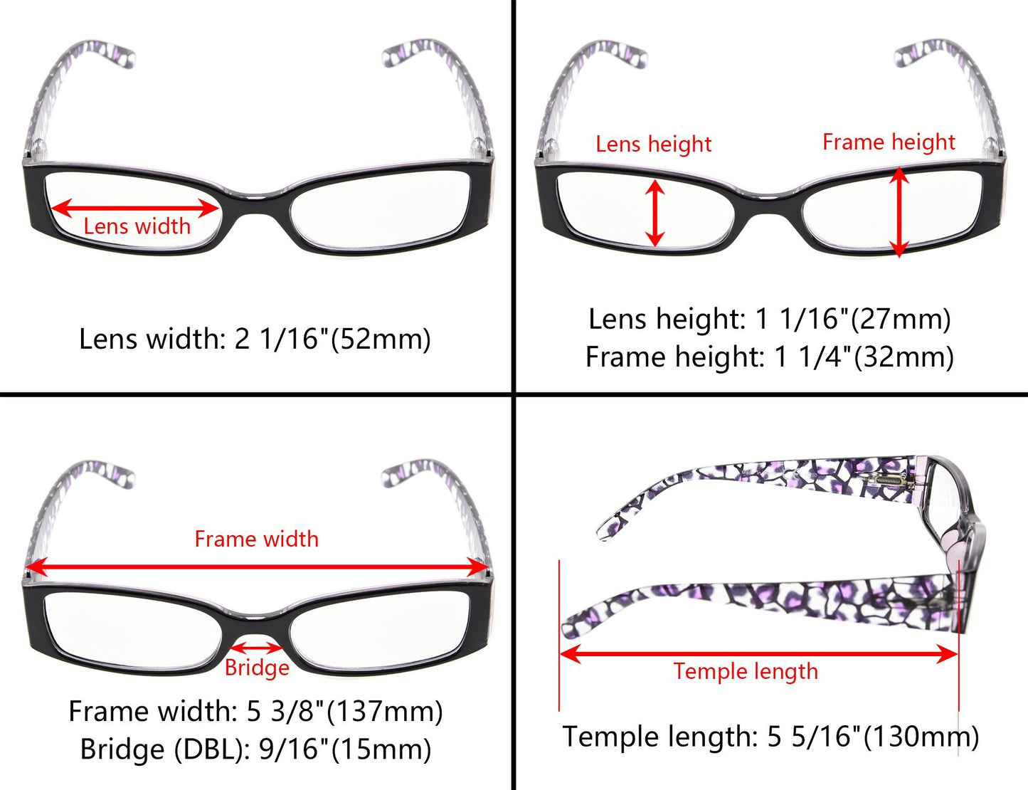 5 Pack Floral Pattern Reading Glasses for Women R040F