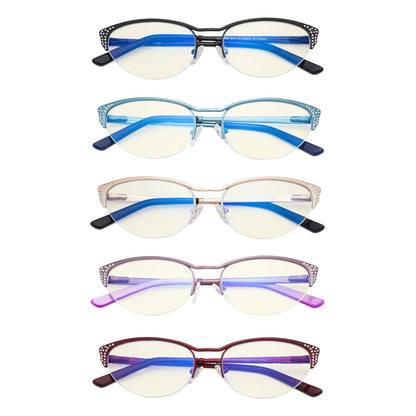 5 Pack Half-rim Cat-eye Blue Light Filter Eyeglasses UV17002eyekeeper.com