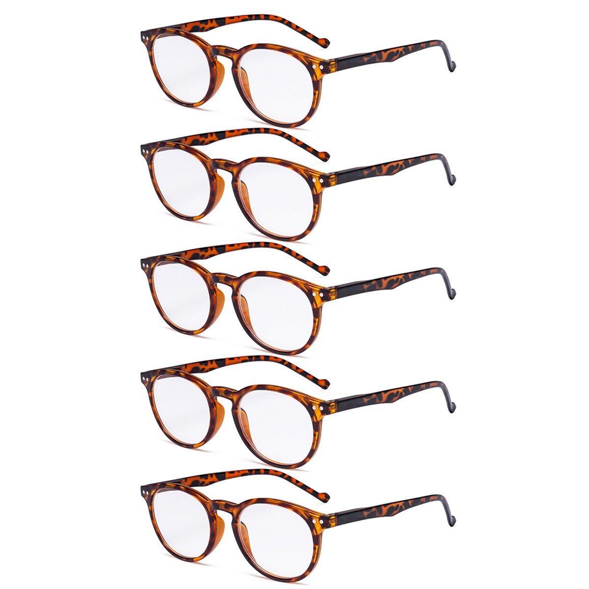 5 Pack Oval Round Reading Glasses for Men and Women R071