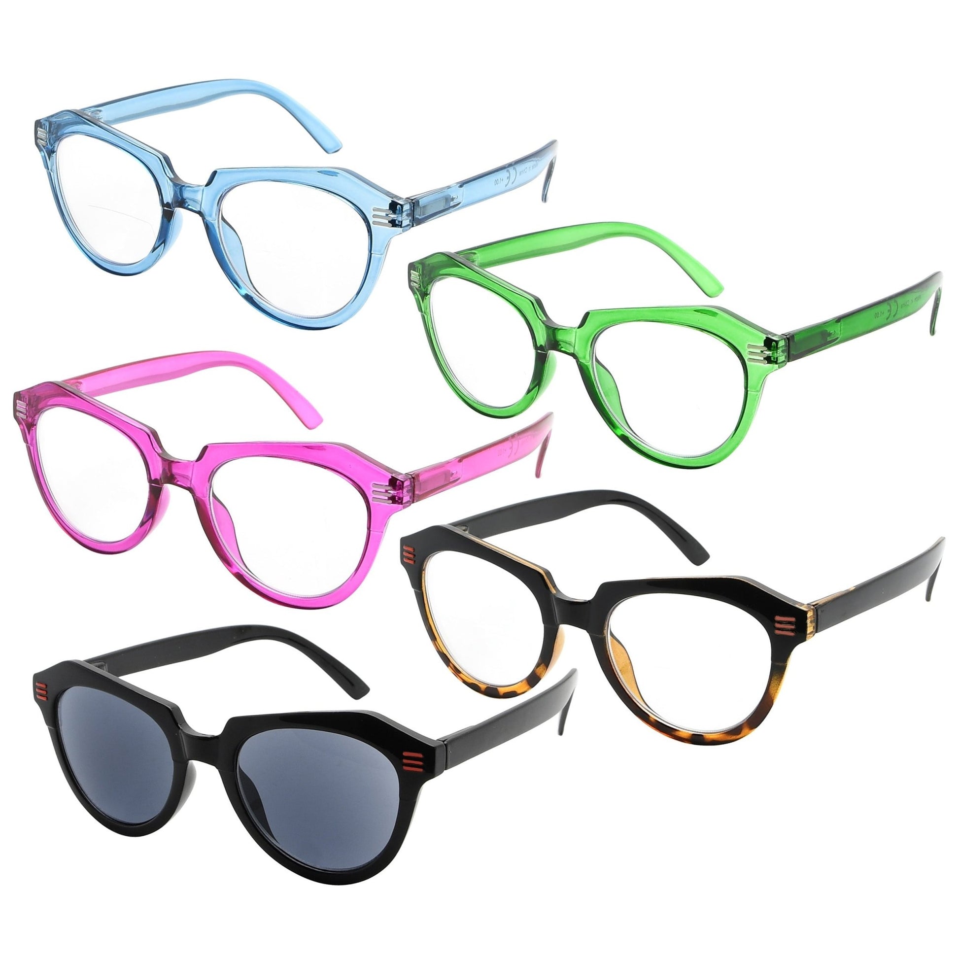 5 Pack Oversize Reading Glasses Cat-eye Readers Women R2110