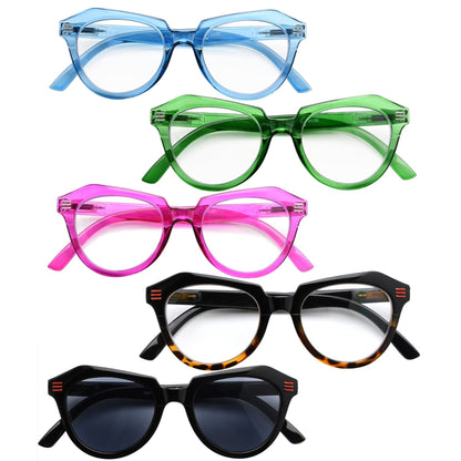 5 Pack Oversize Reading Glasses Cat-eye Readers Women R2110