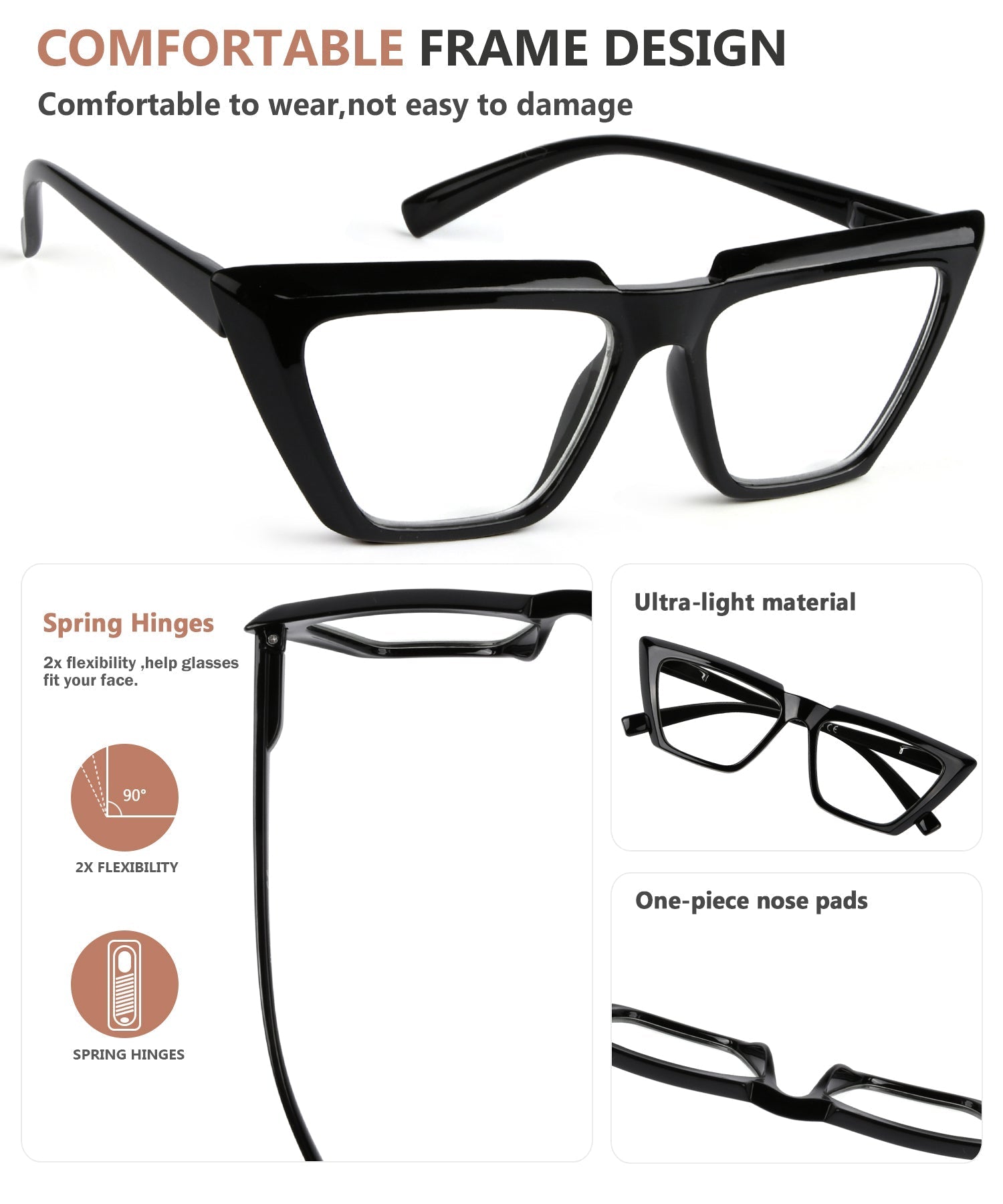 5 Pack Oversized Cat-eye Design Reading Glasses Women R2138