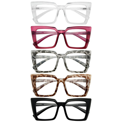 5 Pack Oversized Square Reading Glasses for Women R2141