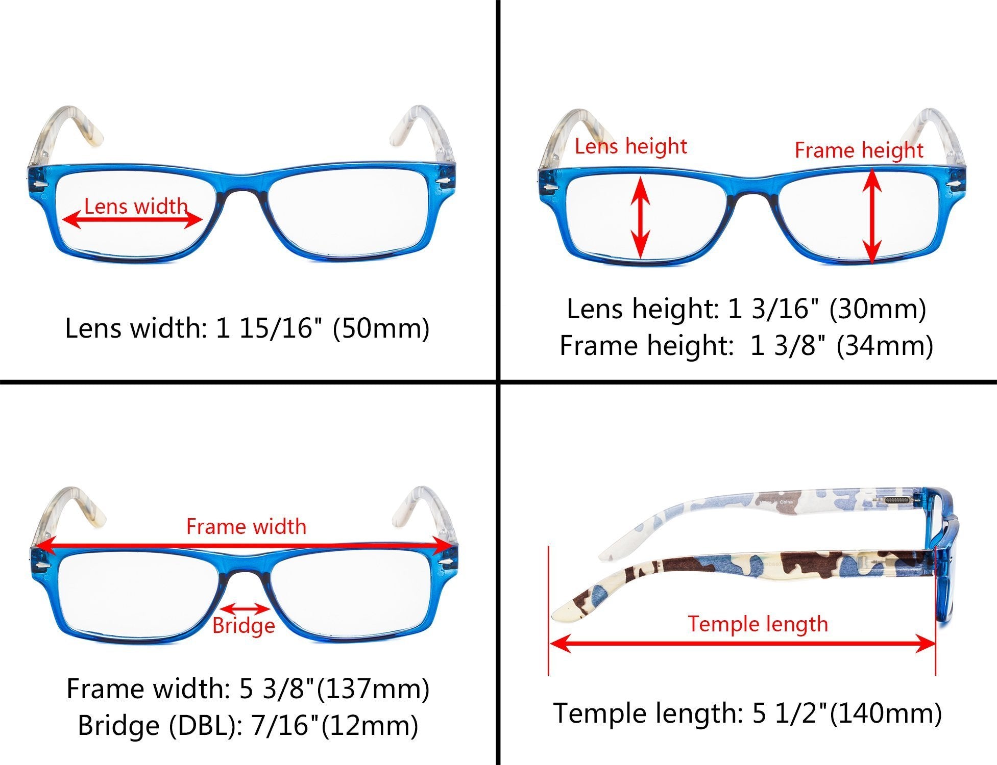 Reading Glasses Unique Camouflage Temples Readers 5 Pack