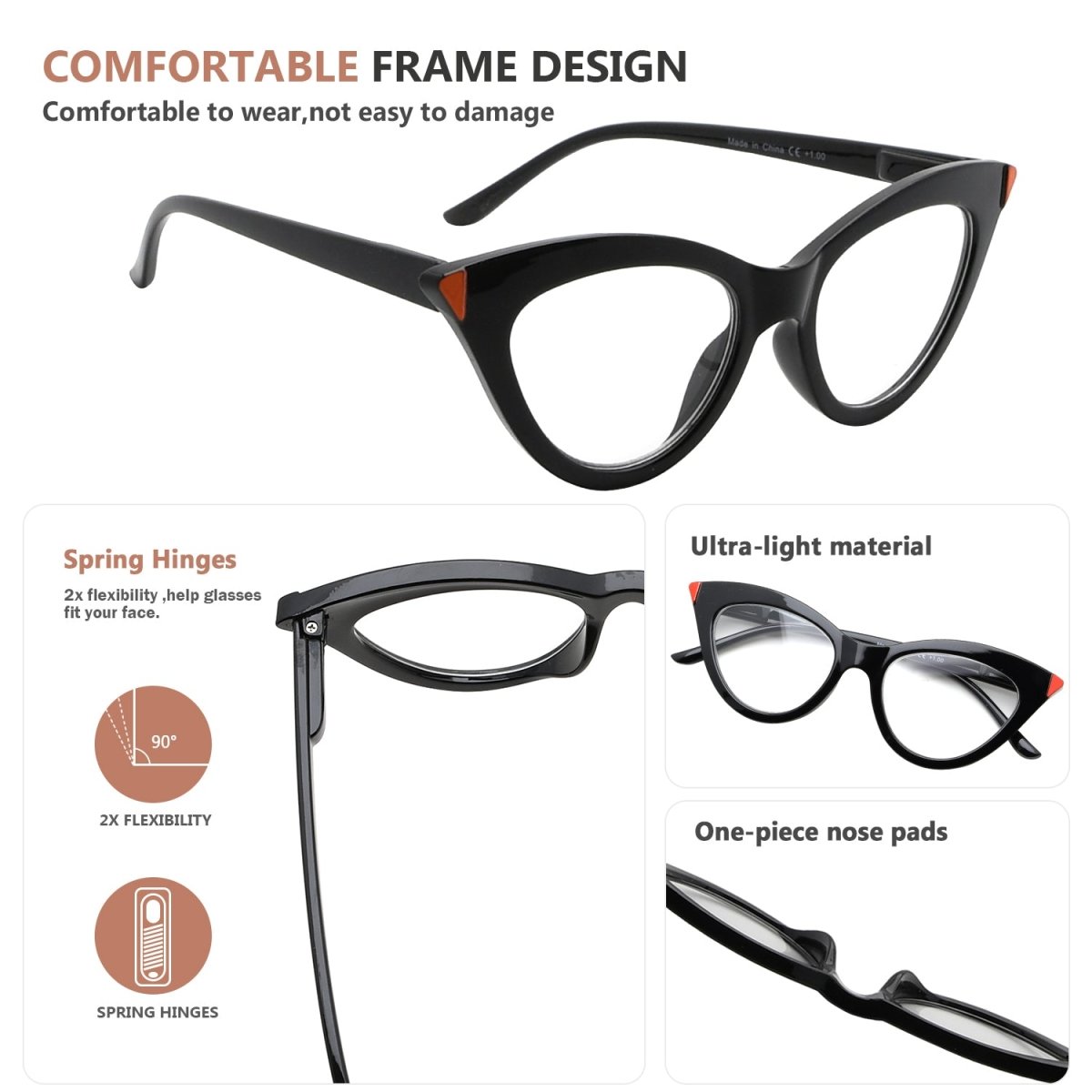 5 Pack Reading Glasses for Women Cat-eye Style Readers R2103eyekeeper.com