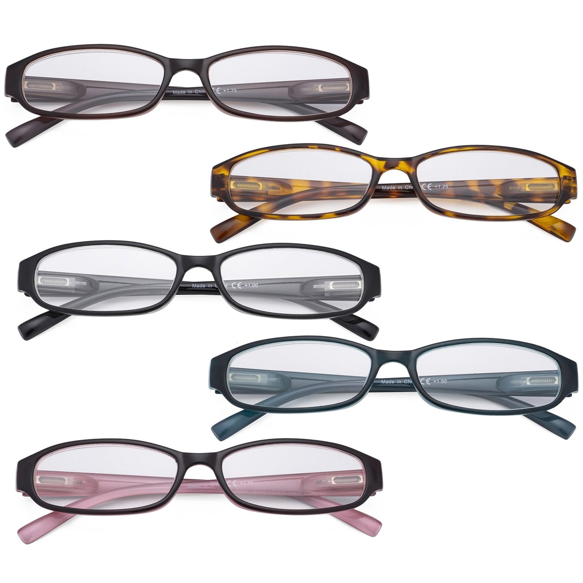 Reading Glasses Small Narrow Lens 5 Pack for Women eyekeeper