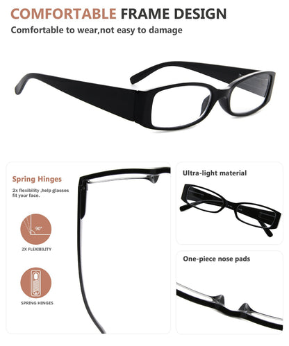 5 Pack Reading Glasses with Different Pattern Arm Women R040