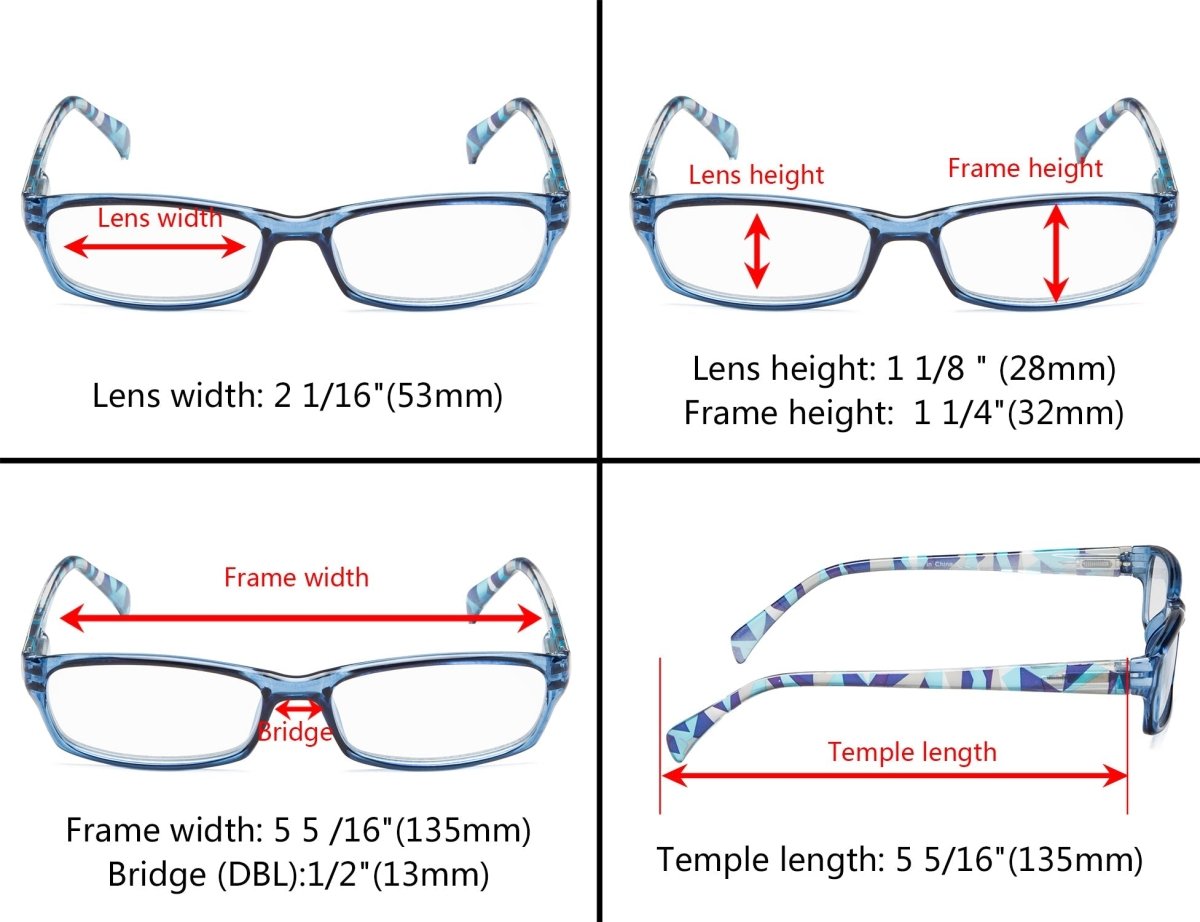 5 Pack Reading Glasses with Pattern Temples RT1803eyekeeper.com