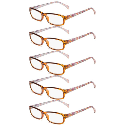 5 Pack Reading Glasses with Pattern Temples RT1803eyekeeper.com