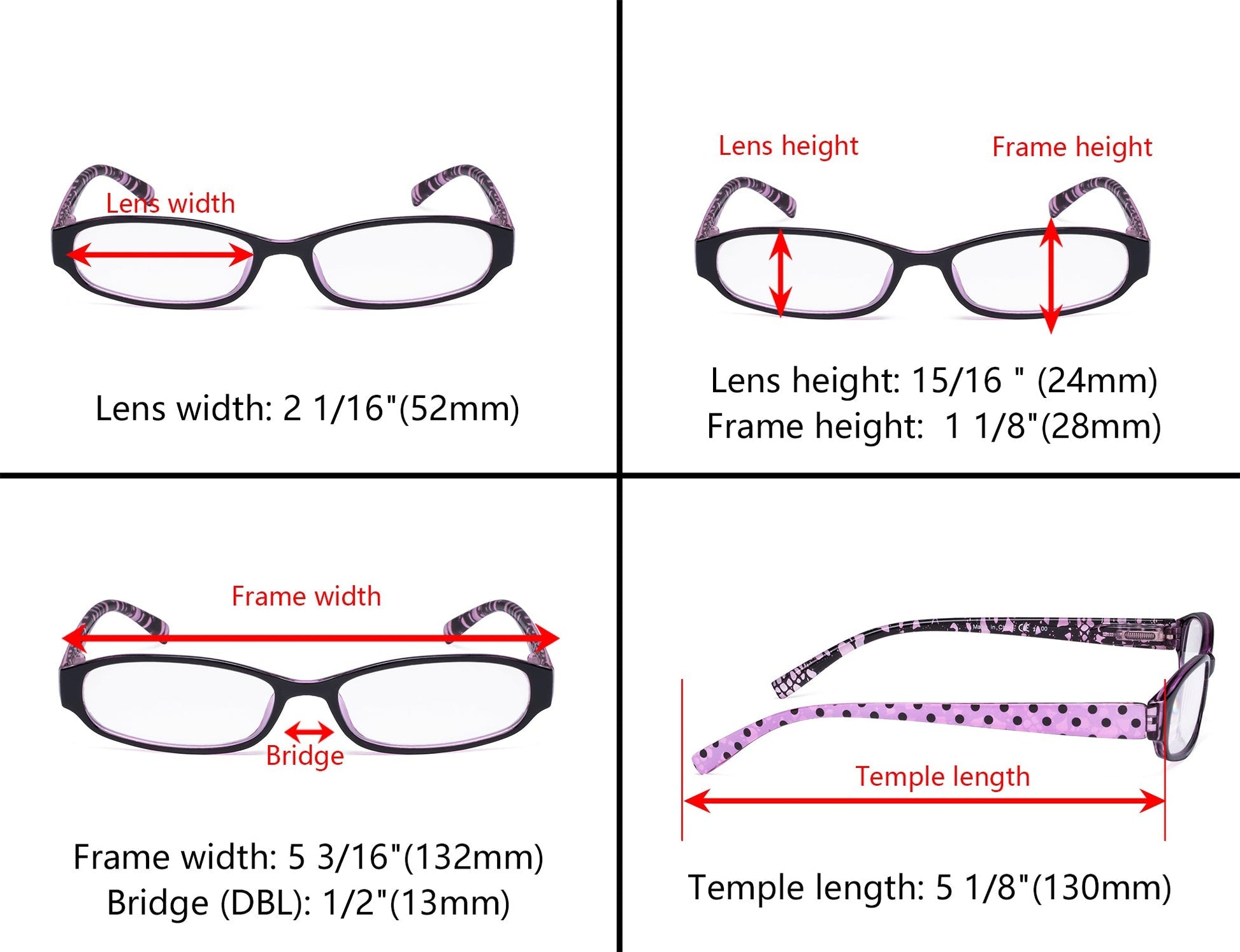 5 Pack Reading Glasses with Small Lens for Women R9104P