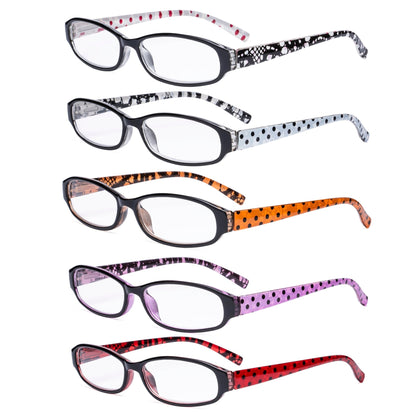 5 Pack Reading Glasses with Small Lens for Women R9104P