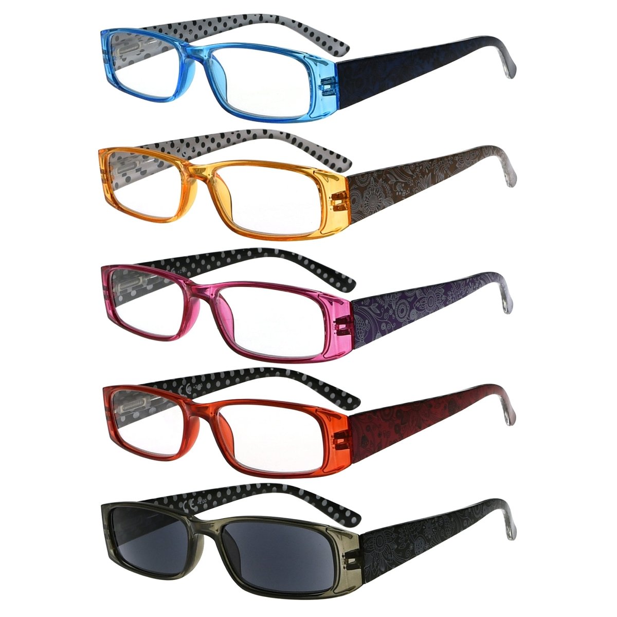 5 Pack Rectangle Reading Glasses for Women R006Peyekeeper.com