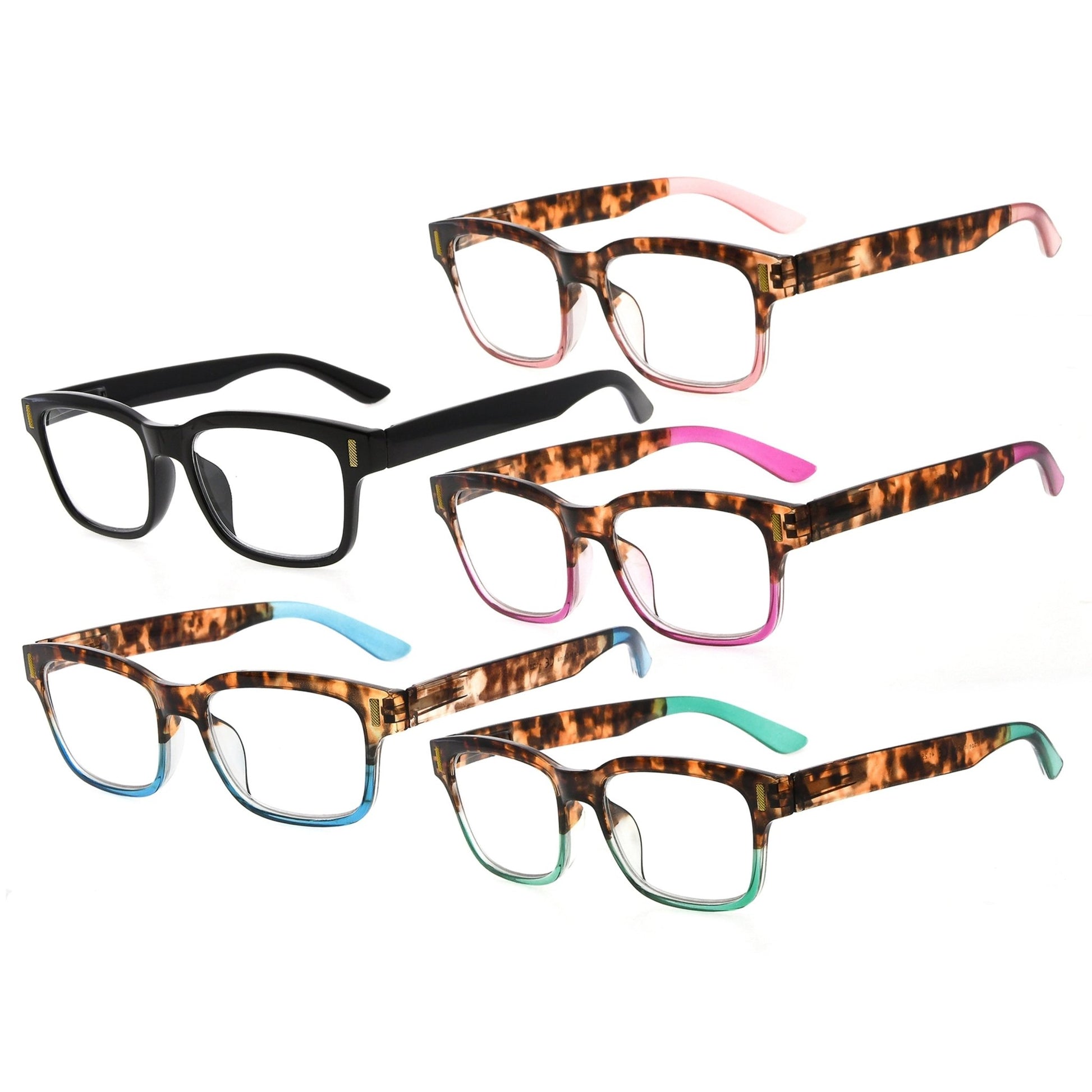 5 Pack Rectangle Reading Glasses Stylish for Women RT1802