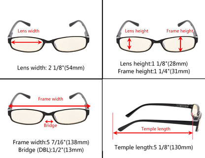 5 Pack Small Lens Computer Reading Glasses Women Men UVR908K