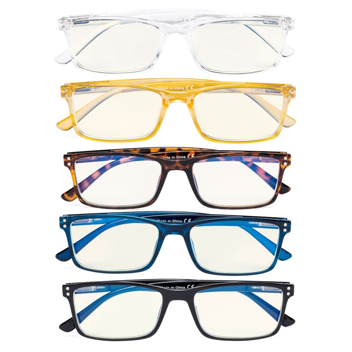5 Pack Stylish Blue Light Filter Reading Glasses UVR802eyekeeper.com