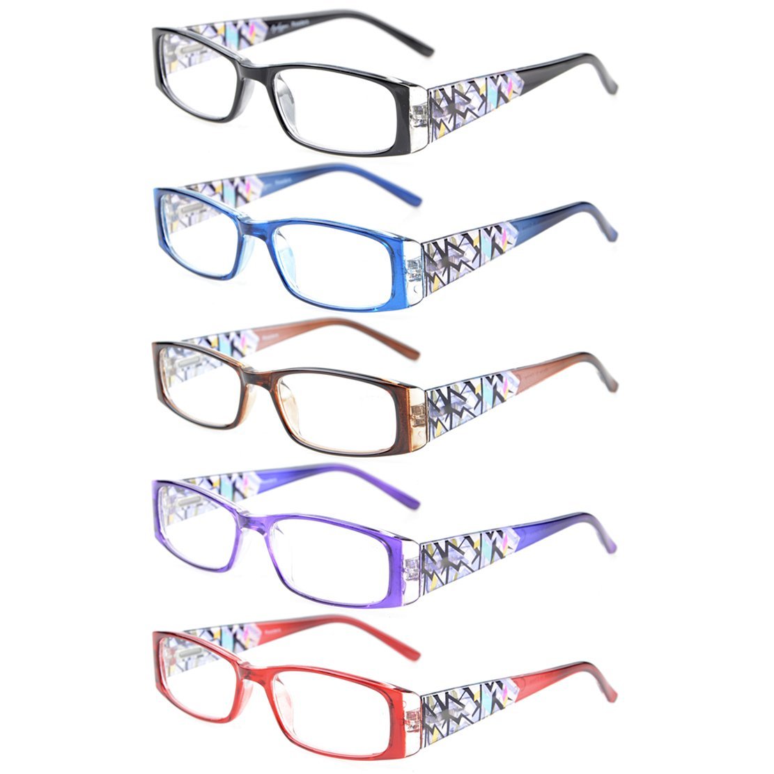 5 Pack Fashionable Reading Glasses with Crystal Arms for Women ...