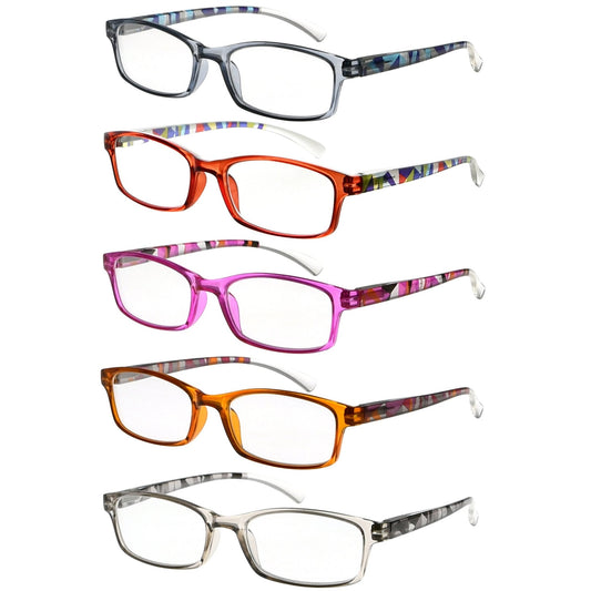 5 Pack Stylish Pattern Design Reading Glasses Women R177N