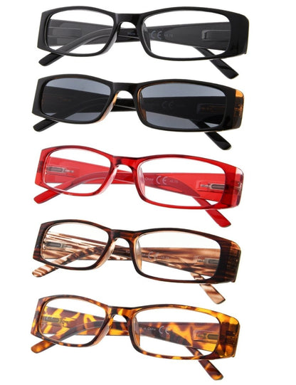 5 Pack Stylish Rectangle Readers for Women R006eyekeeper.com