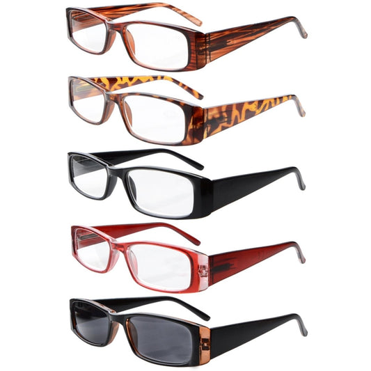 5 Pack Stylish Rectangle Readers for Women R006eyekeeper.com