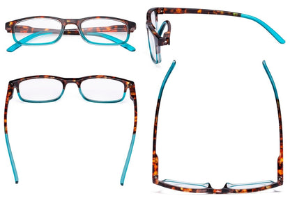 5 Pack Stylish Rectangle Reading Glasses for Women R111Deyekeeper.com
