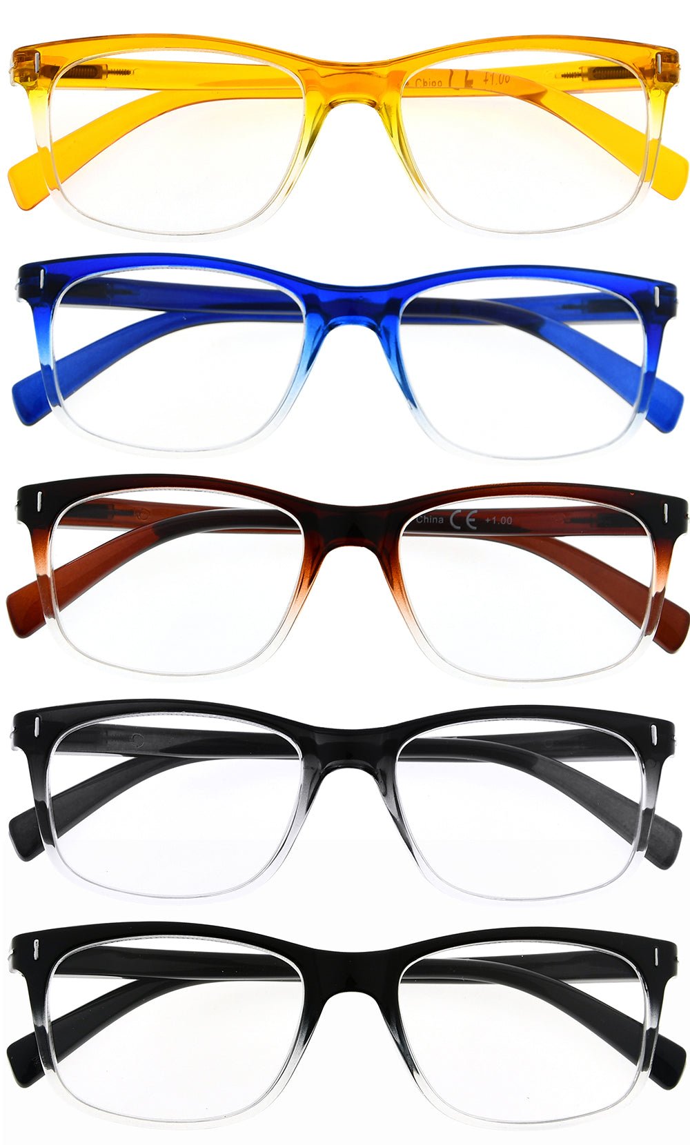 5 Pack Stylish Rectangle Reading Glasses Women Men R150