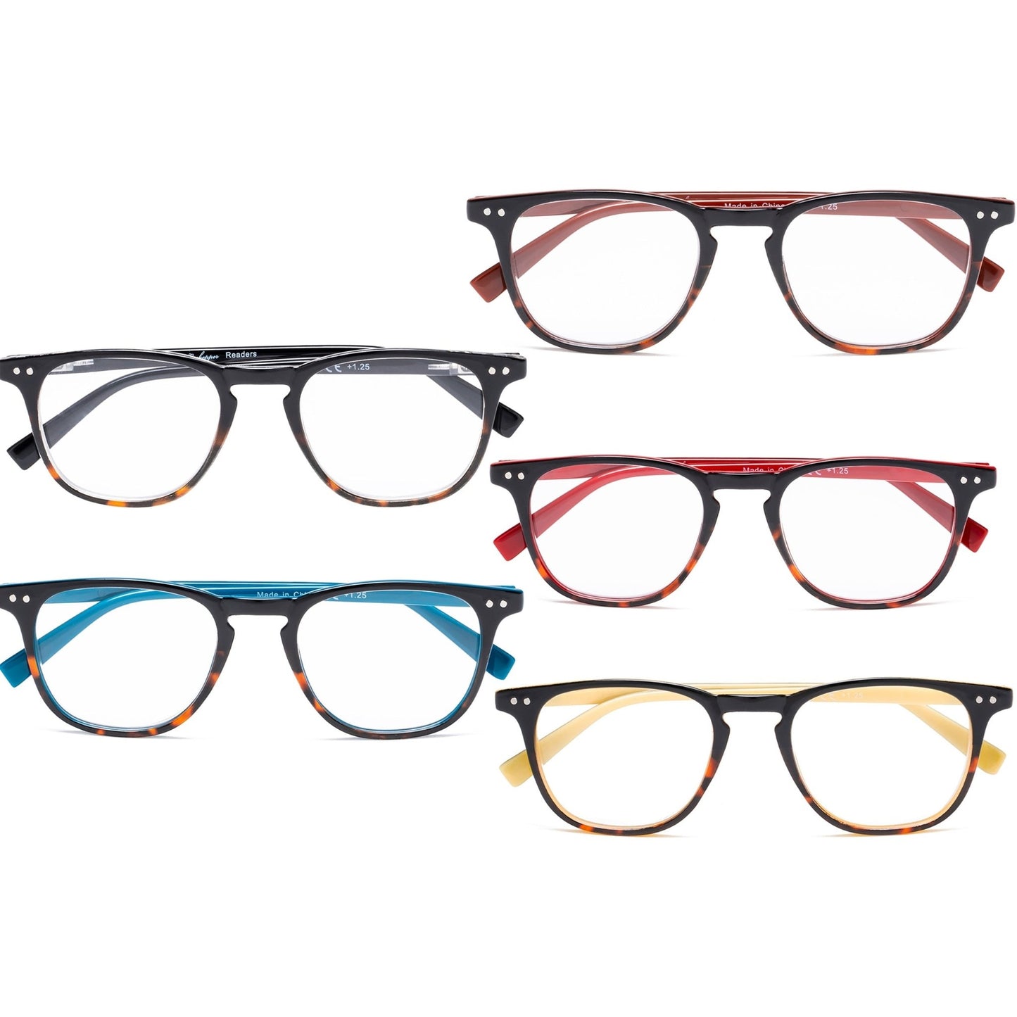 5 Pack Stylish Wayfarer Reading Glasses for Women Men R179