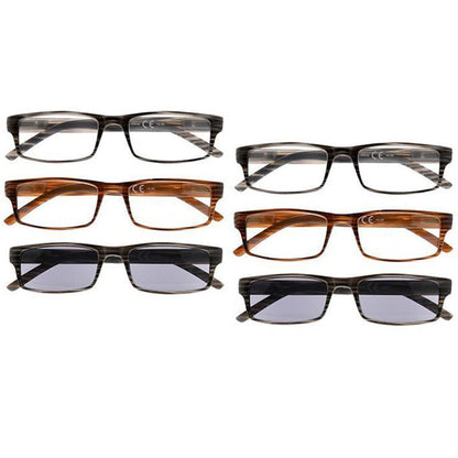 6 Pack Fashionable Rectangle Reading Glasses for Men R026