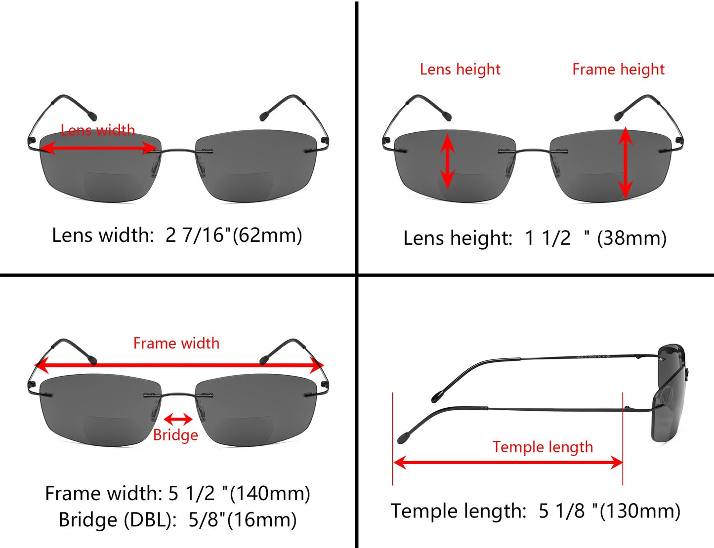 Bifocal Reading Sunglasses Dimension