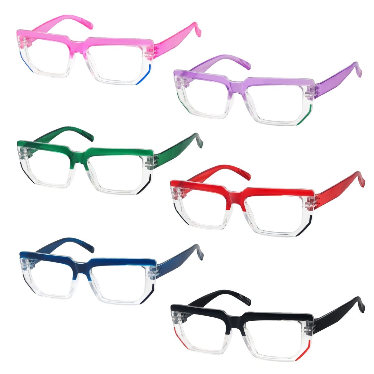 6 Packs Metalless Design Reading Glasses R2204
