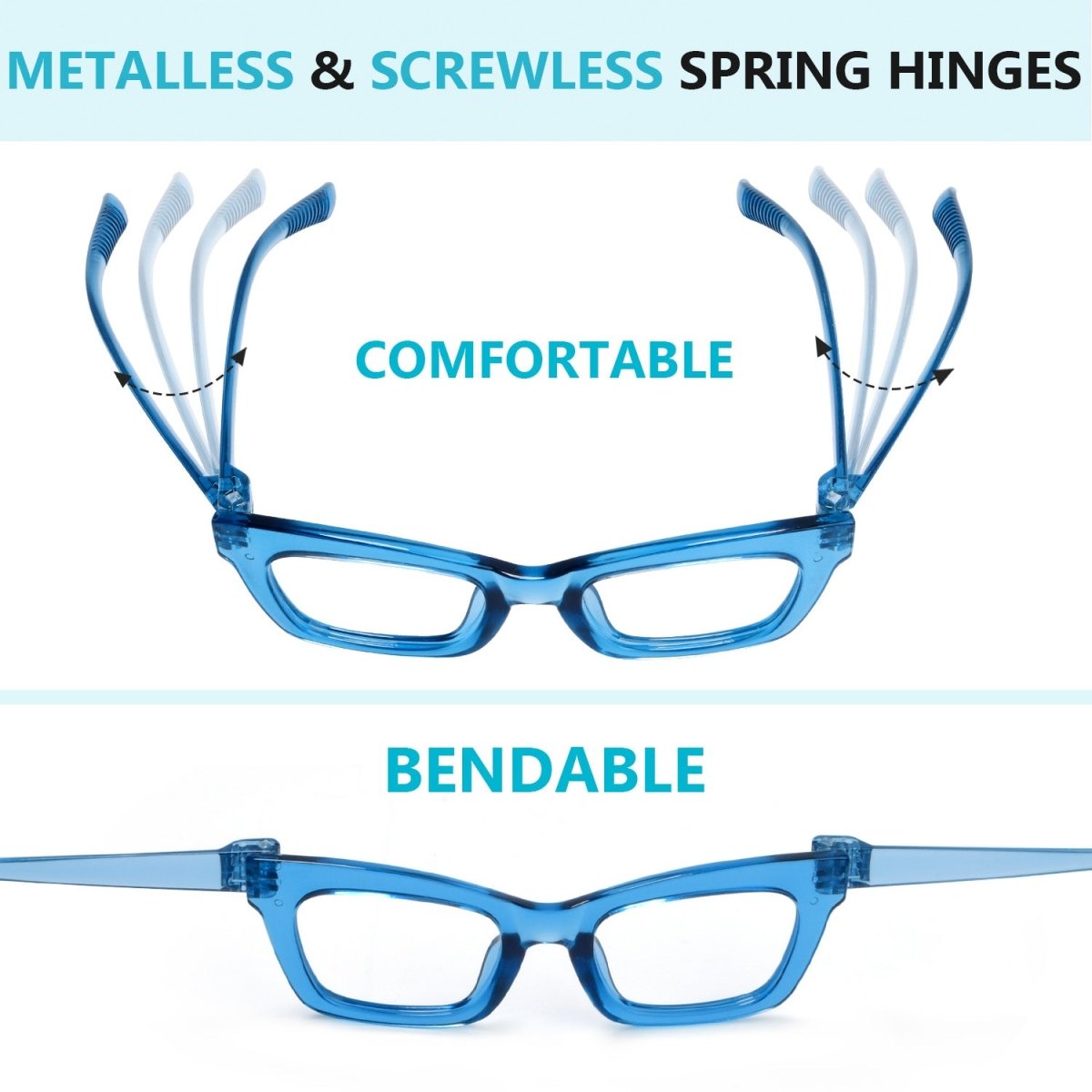 6 Pack Metalless Screwless Cat Eye Reading Glasses R2308eyekeeper.com