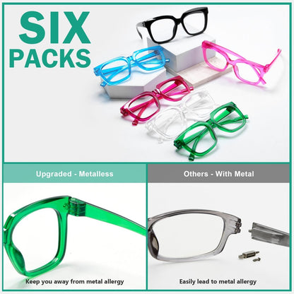 6 Pack Oversized Metalless Screwless Reading Glasses R2144eyekeeper.com