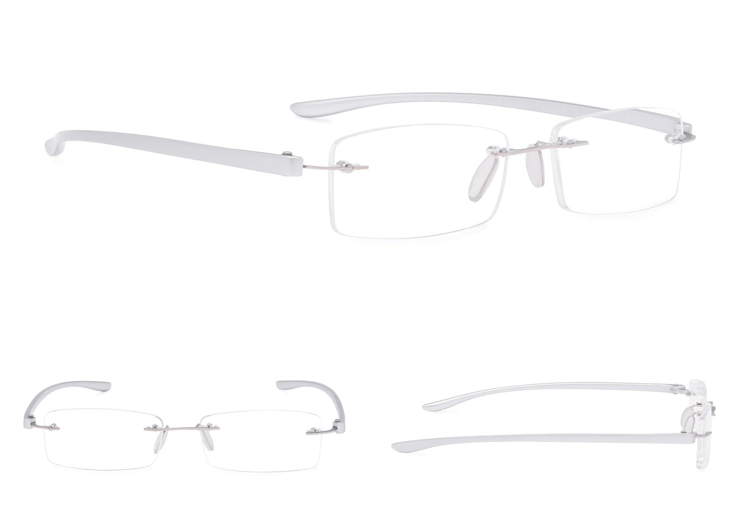 6 Pack Rimless Reading Glasses Rectangle Women Men R14001