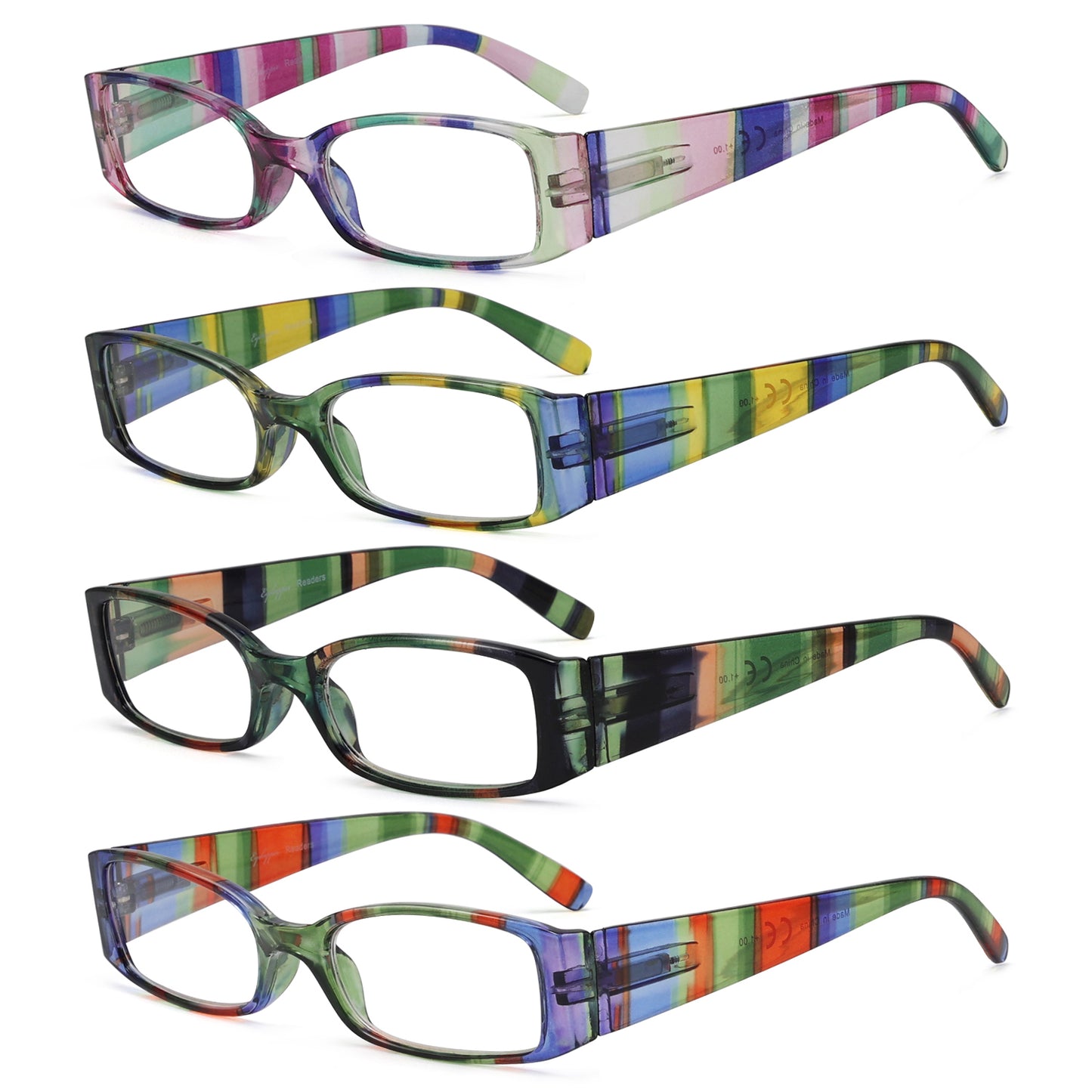 4 Pack Stripe Pattern Stylish Reading Glasses Women R040S