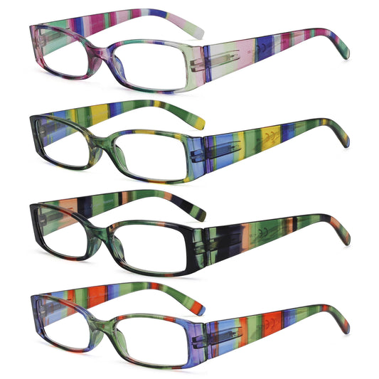 4 Pack Stripe Pattern Stylish Reading Glasses Women R040S