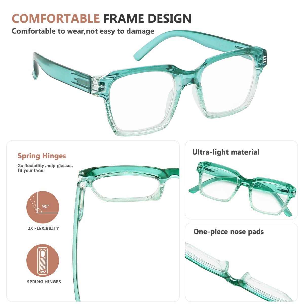 Attractive Square Reading Glasses for Women Men R2024eyekeeper.com