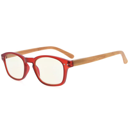 Bamboo-look Temples Computer Reading Glasses Red CG034