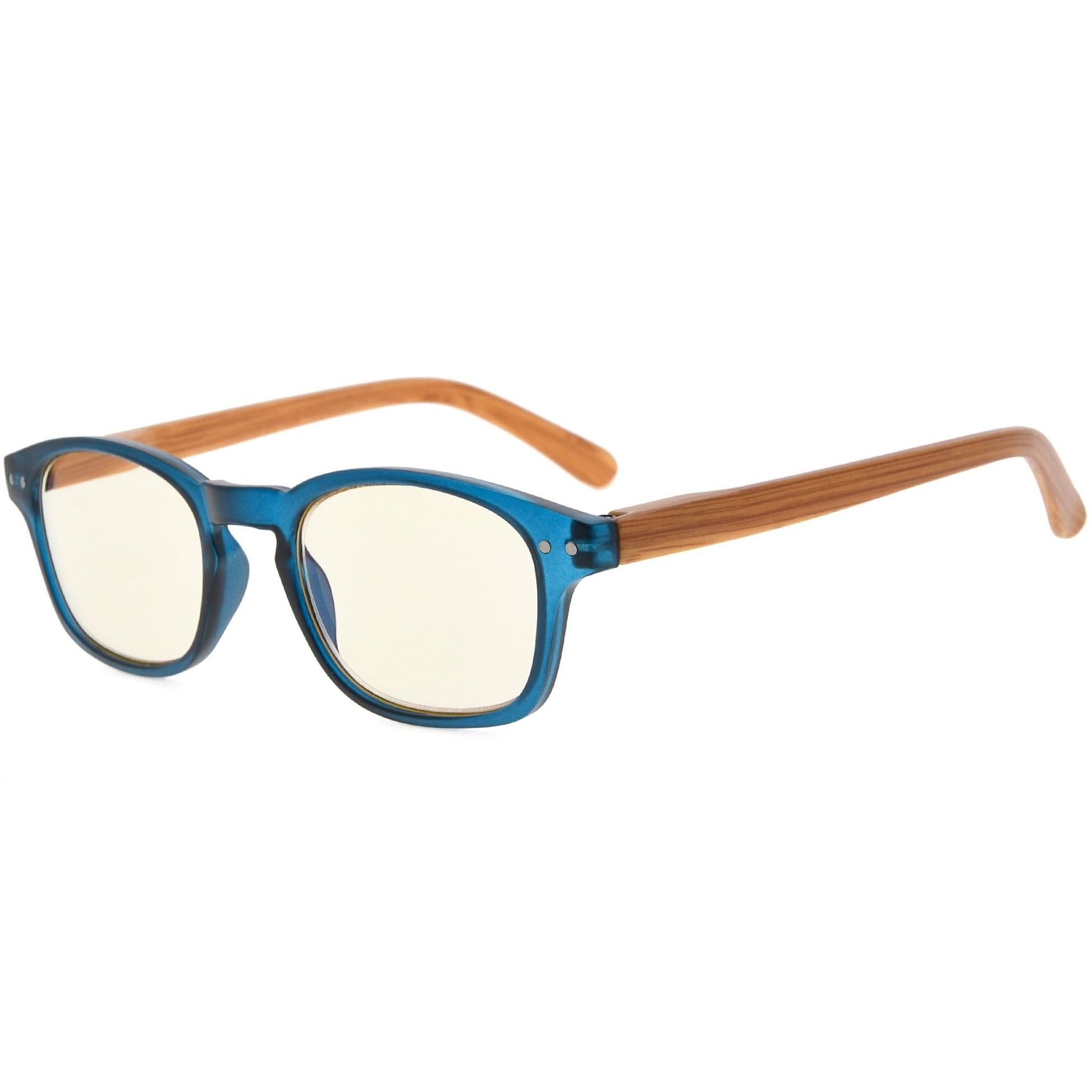 Bamboo-look Temples Computer Reading Glasses Blue CG034