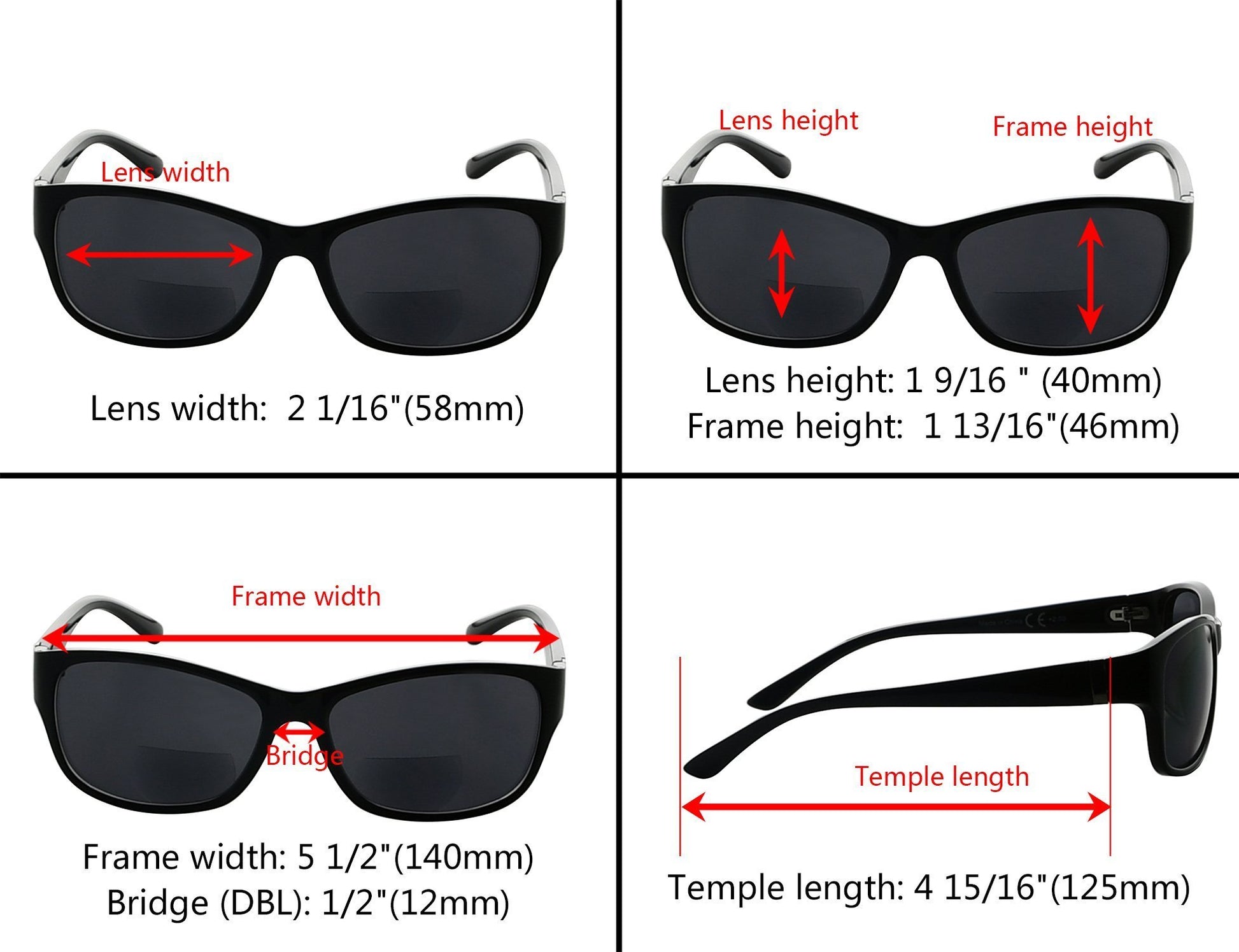 Bifocal Reading Sunglasses Dimension