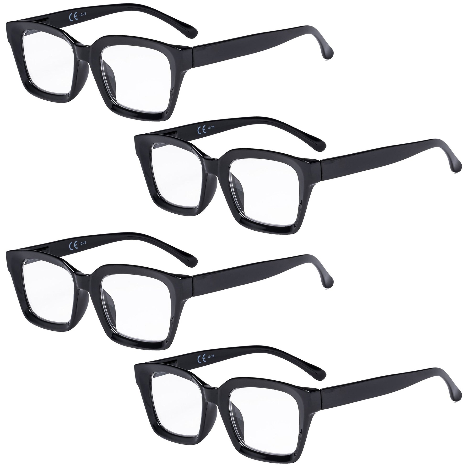 4 Pack Oversized Square Reading Glasses Women Reader R9106-1